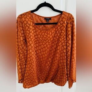 Alfani Women’s Orange Textured Top - Size L